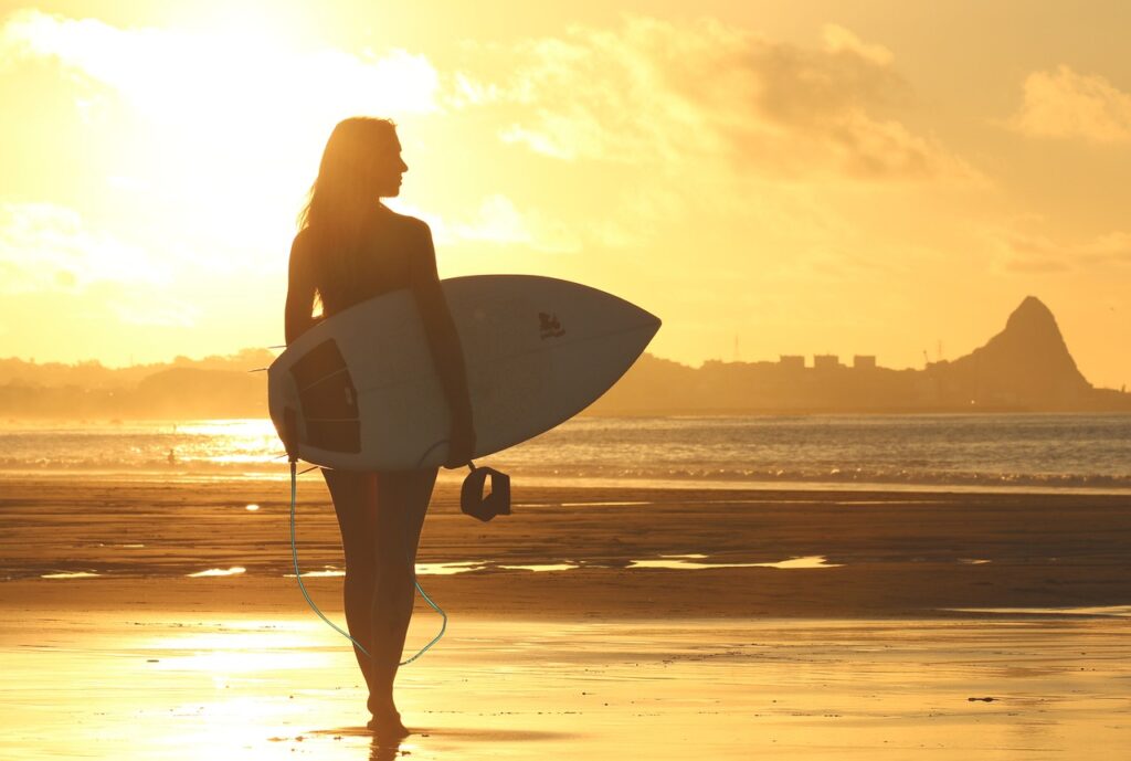 beach, surfer, surfboard