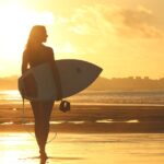 beach, surfer, surfboard