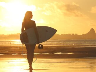 beach, surfer, surfboard