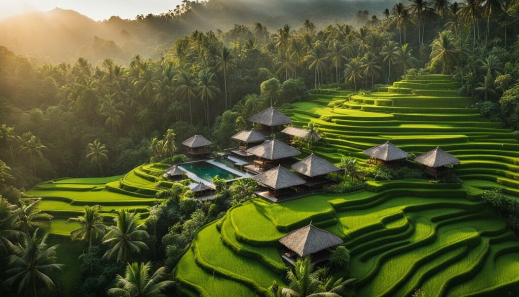 Idyllische Yoga Retreat Bali Landschaft