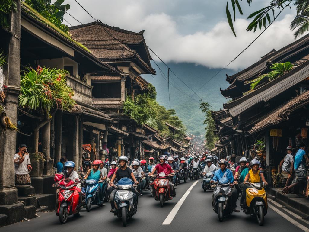 Herausforderung im Balinesischen Straßenverkehr