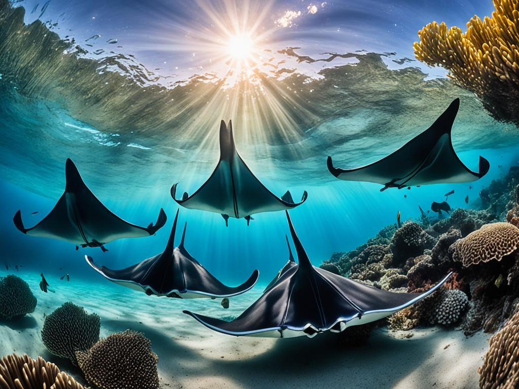 Majestätische Mantarochen beim Tauchen im Komodo Nationalpark